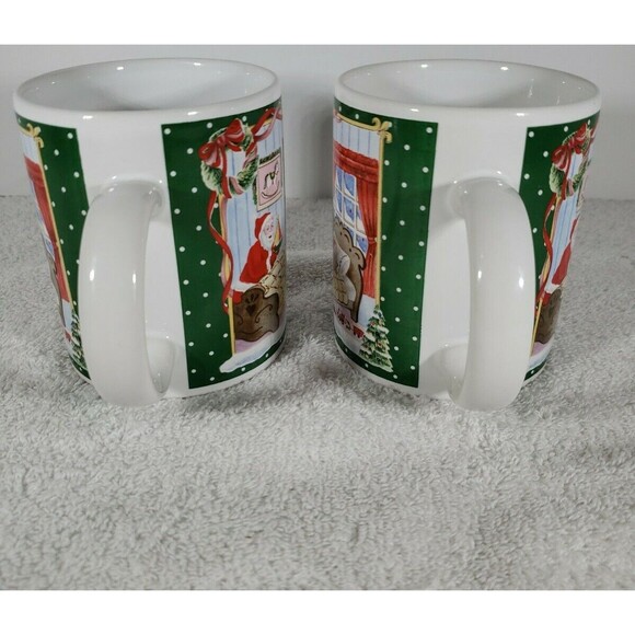 Christmas Santa Train Coffee Mugs Breckenridge Holidays Set of Two Collectible - Picture 9 of 12